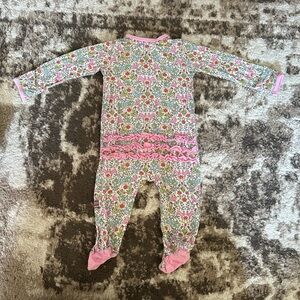 Magnetic Me Pink Floral Ruffle Footed One-Piece